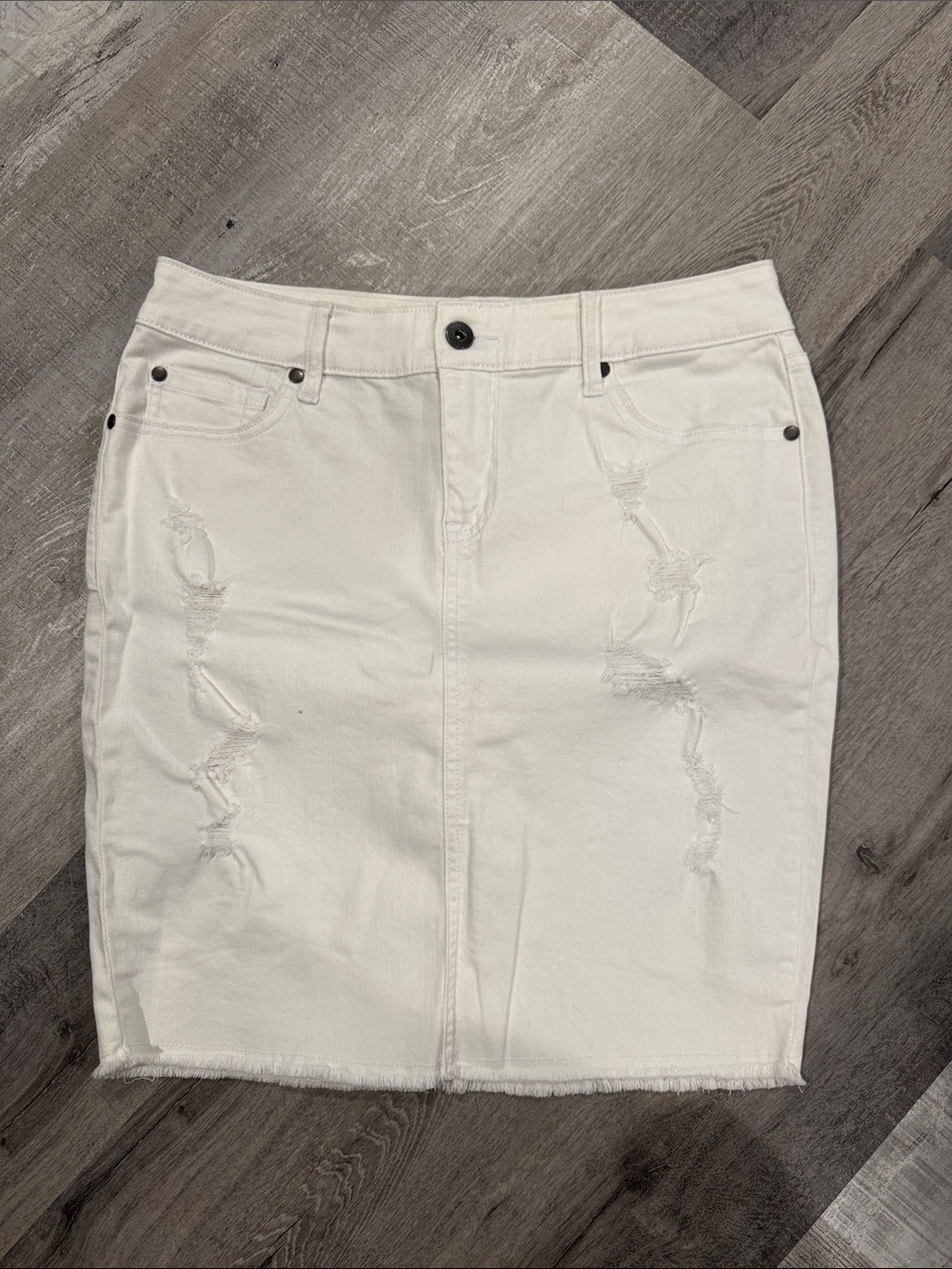 Like New Torrid White Distressed Denim Mini Skirt